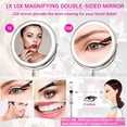 thumbnail image 3 of Rechargeable 8'' Lighted Makeup Mirror, 1X 10X Magnifying Vanity Mirror with 3 Color LED Lights, Touch Sensor Adjust Brightness Double-Sided Cosmetic Mirror, Brushed Nickel, 3 of 6