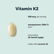 Vitamin K2 MK-7 Supplement, 200 mcg Per Serving, 300 Coconut Oil Softgles | Immune, Joint, Heart Support | Non-GMO