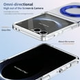 thumbnail image 5 of Allytechgroup Clear Case for Samsung Galaxy Z Flip 3 with Screen Protector, Rotating Kickstand Camera Lens Protective Anti-Scratch Wireless Charging Magnetic Cover for Galaxy Z Flip 3, Blue, 5 of 9