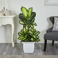 thumbnail image 3 of Nearly Natural 46" Golden Dieffenbachia Artificial Plant in White Metal Planter, Green, 3 of 4