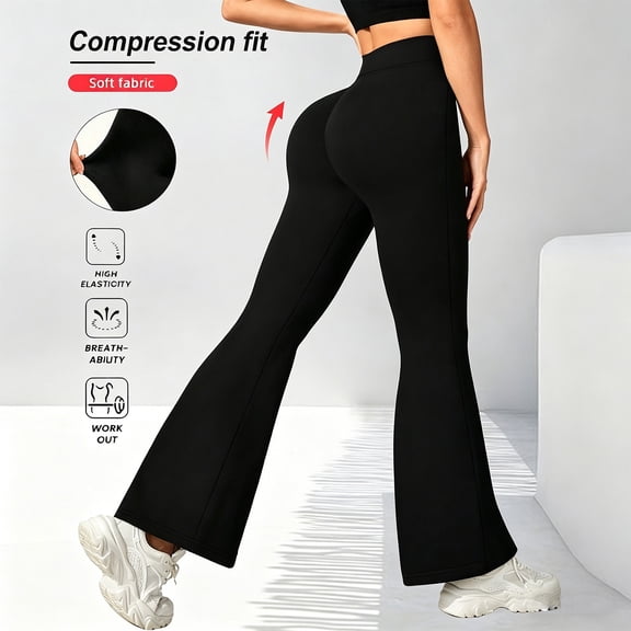 Noric Women's Yoga Pants Tummy Control Workout Flare Leggings for Gym Fitness Running Casual Daily Trousers