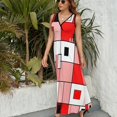 thumbnail image 3 of Vestido Largo Sin Mangas Para Mujer, Abstract Geometrical Traje Informal Para Cumpleaños, Verano, 3 of 5