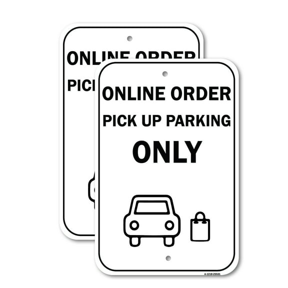 (2 Pack) Online Order Pick Up Parking Only | 18" X 24" Heavy-Gauge Aluminum Sign | Rust Free Aluminum, Weather Resistant, Waterproof, Fade Resistant, 2 Pre-drilled Holes