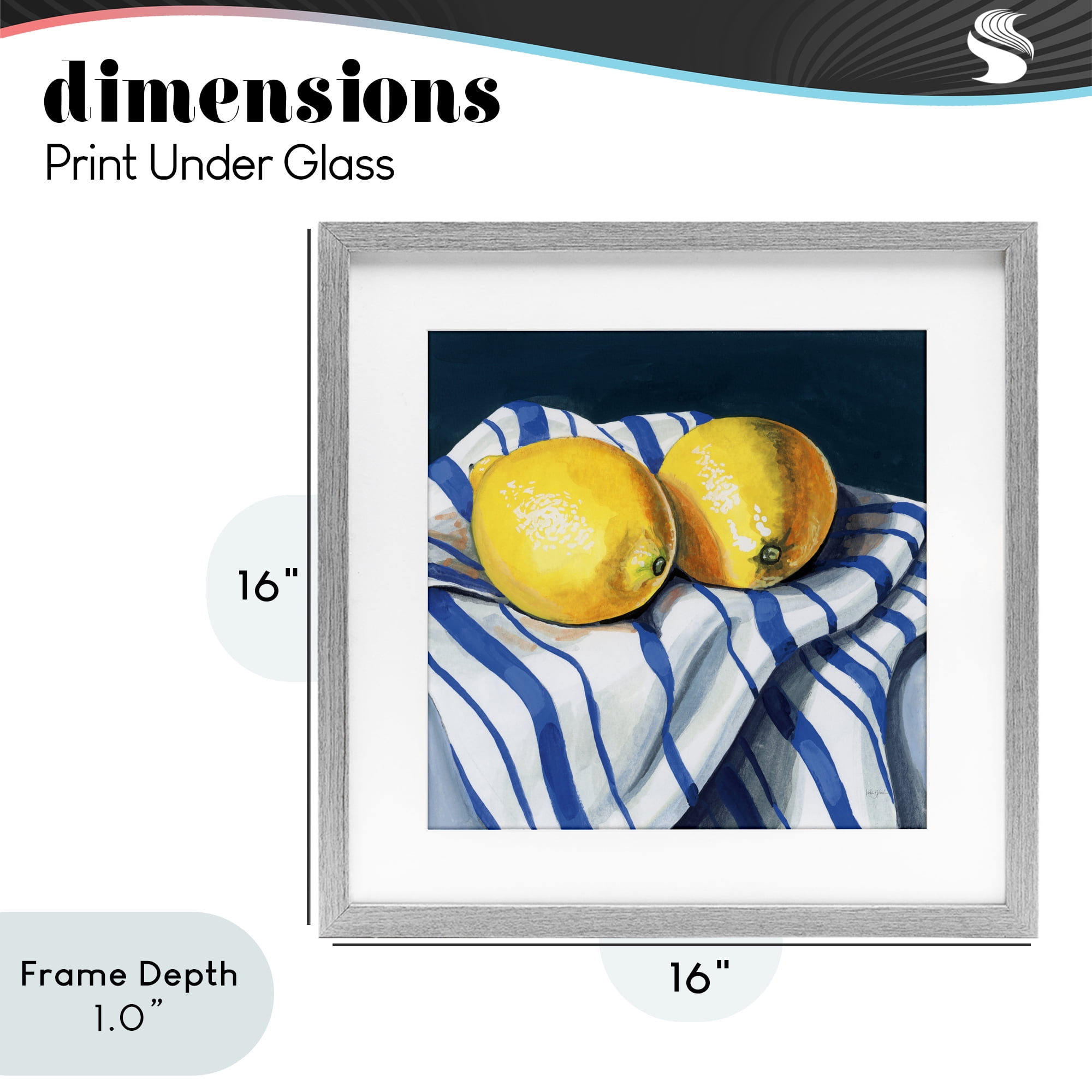 Stupell Industries Fresh Kitchen Lemons on Dishtowel Gray Framed Print Under Glass, design by Kate Jarvik Birch