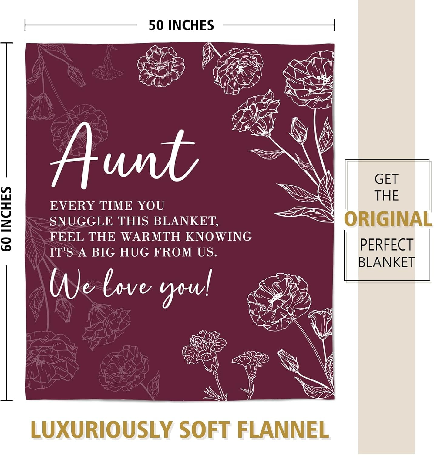 Aunt Gifts Blanket, Gifts for Aunt from Niece Nephew, Aunt Birthday Gifts, Auntie Gift Ideas for Mothers Day Christmas, Super Soft Flannel Throw Blanket for Aunt