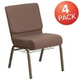 thumbnail image 2 of Flash Furniture 4 Pack HERCULES Series 21''W Church Chair in Brown Dot Fabric with Book Rack - Gold Vein FrameNative AmericanNative, 2 of 7