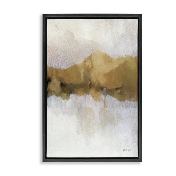 Stupell Industries Centric Golden Abstract Abstract Painting Black Floater Framed Canvas Art Print Wall Art, 17 x 25