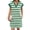 Green, variant on Cap Sleeve Women Stripe Print V Neck Mini Polo Dress with Pocket