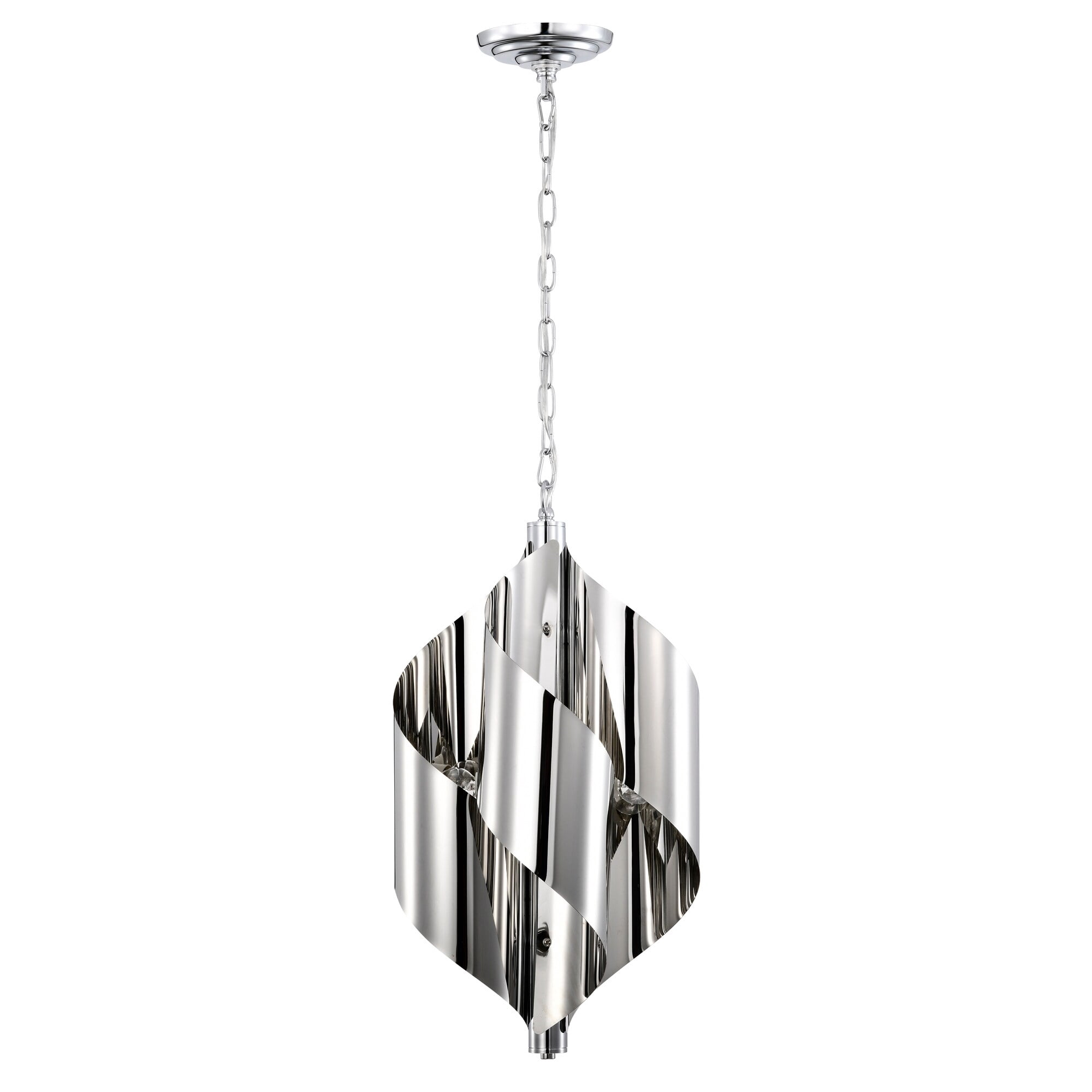 Ruzha 12 in. 4-Light Indoor Chrome and Silver Finish Pendant Light with Light Kit