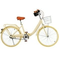 thumbnail image 3 of 24 inch Commuter Bicycle for Adult Men and Women, Comfortable City Bikes with Rear Rack and Basket, Yellow, 3 of 12