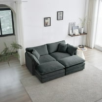 Gray Chenille 4 - Piece Upholstered Sectional Sofa - Features Reconfigurable Units