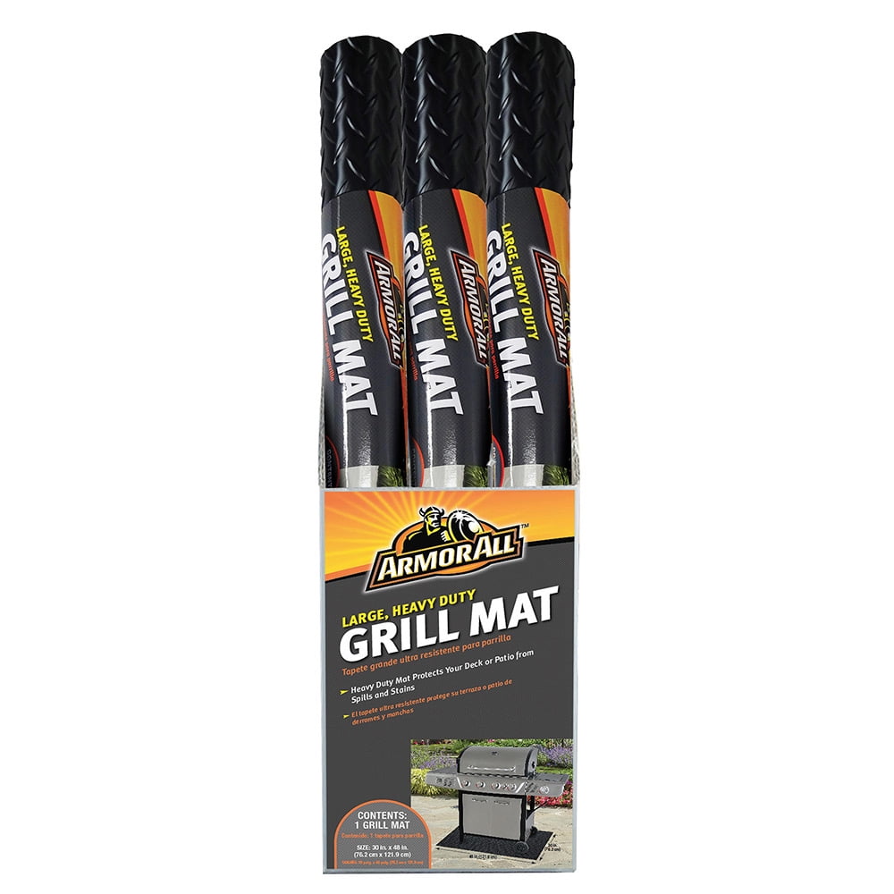 Easy to Clean 30 x 48 Inches Non-Slip Backing ArmorAll Heavy Duty Grill Mat Polyvinyl Diamond Tread Mildew Stains and more Protects Surfaces from Flame 