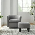thumbnail image 2 of Modern Barrel Swivel Chair, 360 Degree Swivel Accent Chair, Single Sofa with Ottoman, Corduroy Fabric Armchair, Upholstered Tufted Round Accent For Bedroom, 2 of 7