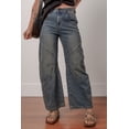 thumbnail image 6 of Women's Sail Blue Exposed Stitching Loose Straight High Waist Jeans - [ZhiHiMeRi] | 10, 6 of 12