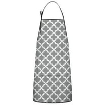 Gray and White Geometric Lattice Pattern Apron-Garden Aprons for Women with Pockets-Cotton Linen Waterproof Kitchen Cooking Gardening Aprons Adjustable for Kitchen,Cooking,BBQ and Salon 33x27 Inch