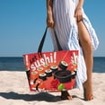 thumbnail image 6 of Fuzoiu Sushi Print Waterproof Beach Tote Bag for Women Girls with Zipper,Sandproof Pool Swim Bag,Large Capacity Beach Travel Bag for Pool Swim Travel Everyday, 6 of 7