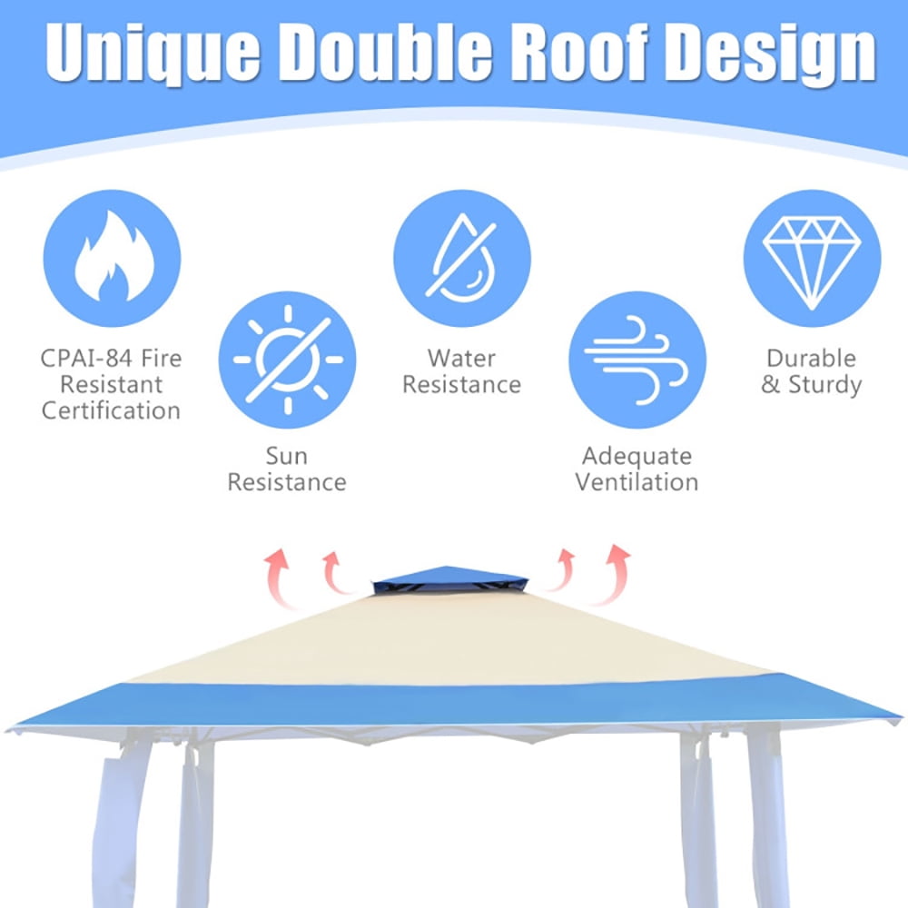 Aimee Lii 13 Feet x 13 Feet Pop Up Canopy Tent Instant Outdoor Folding Canopy Shelter, Backyard Canopy Gazebo, Blue