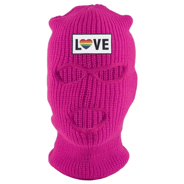 Gravity Threads Love Rainbow Heart 3-Hole Ski Mask - Hot Pink