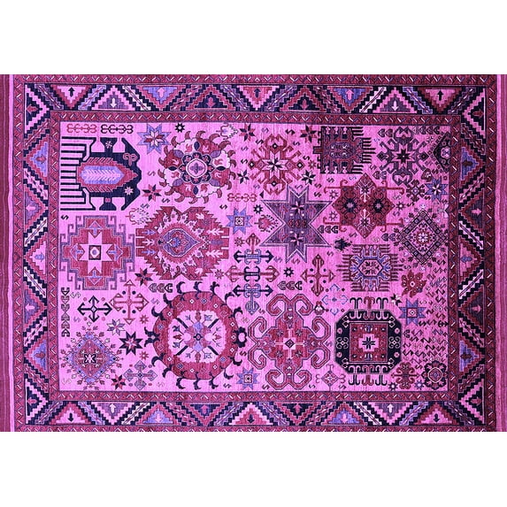 Ahgly Company Indoor Rectangle Oriental Purple Industrial Area Rugs, 8' x 12'