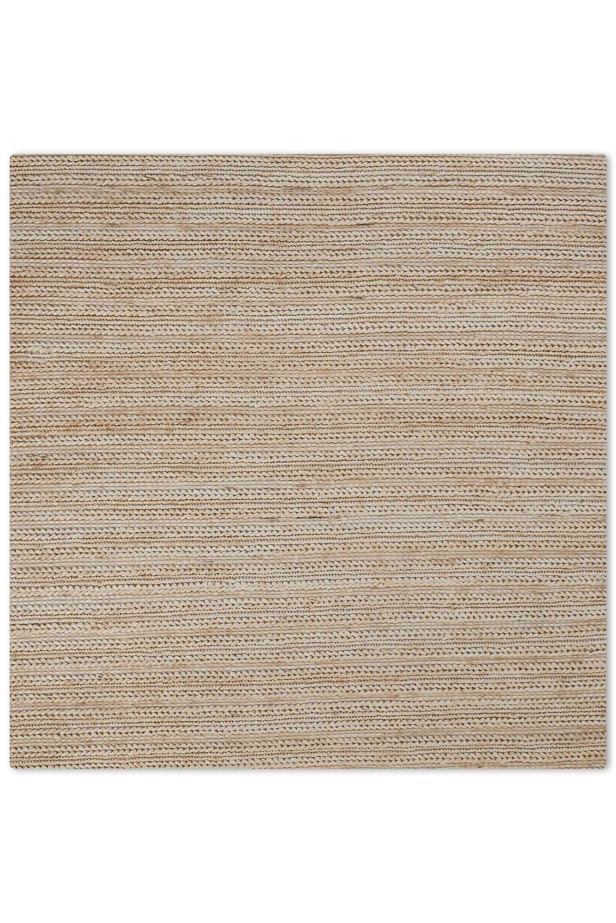 Rugsotic Carpets Hand Knotted Sumak Jute 6'x6' Square Area Rug Contemporary Ivory J00012