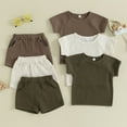 thumbnail image 2 of Baozhu Toddler Boy Summer Outfit,Short Sleeve Tops with Elastic Waist Solid Color Shorts 2 Pcs Clothes, 2 of 11