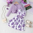 thumbnail image 2 of FYDUU Girls Clothes Stylish Outfit Little Girls Dress And Cardigan Sets 2 Piece Floral Print Sleeveless Dresses And Long Sleeve Cardigan Set 7-8 Years, 2 of 9