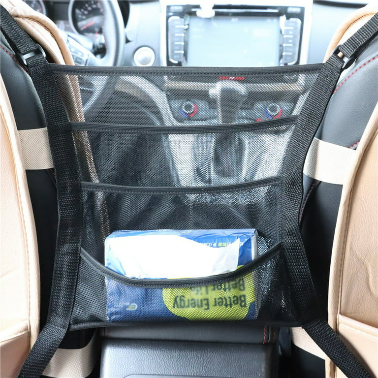 Xinhuaya Car Seat Storage Mesh/Organizer - 3 Lays Back Seat Elastic Cargo String Net Pouch Holder for Bag Luggage Pets Kids Barrier Disturb Stopper