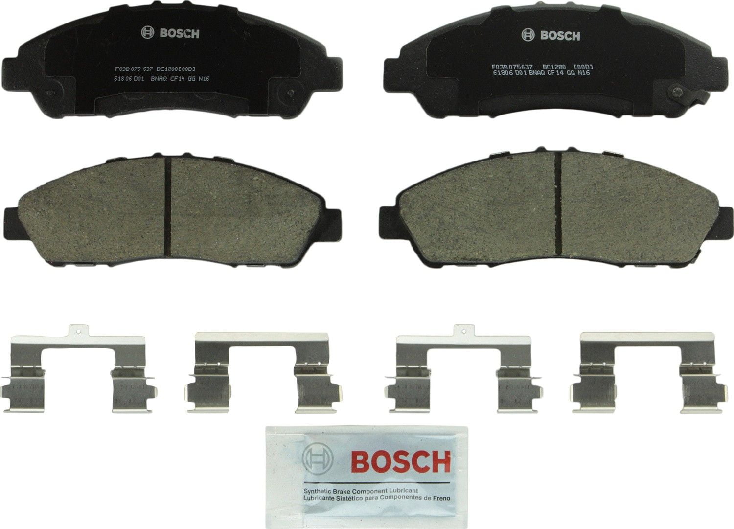 Bosch Quiet Cast with Hardware Brake Pad Set, and Shims Fits Select: 2009-2015 HONDA PILOT, 2007-2013 ACURA MDX Ceramic