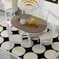 thumbnail image 4 of Harper & Bright Designs Farmhouse Extendable Round Dining Set for 4, Kitchen Dining Table Set with 4 Upholstered Dining Chairs for Dining Room, Brown + Antique White, 4 of 14