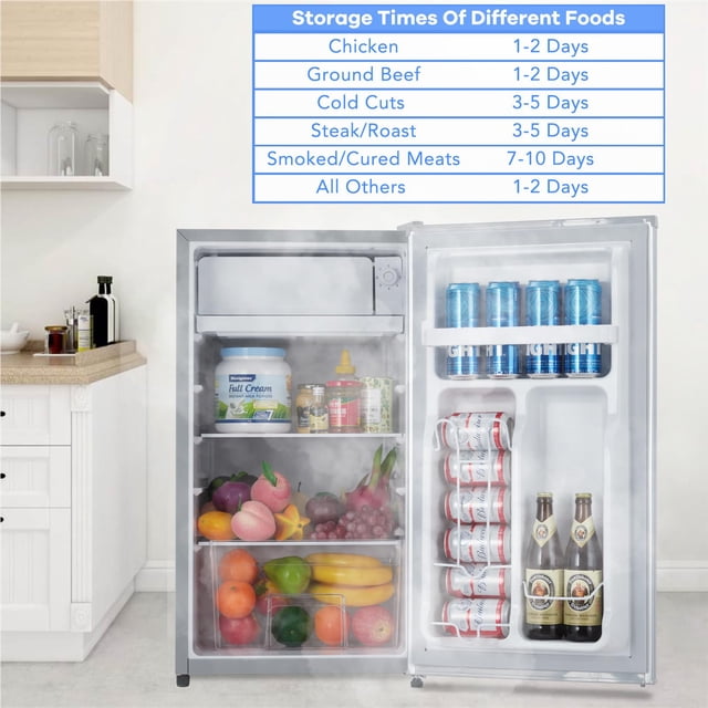 Tookss Réfrigérateur Portatif à Porte Simple de 3,2 Pi3 110 V-91 L Réfrigérateur Réversible avec 5 Thermostats Réglables et Lumière DEL