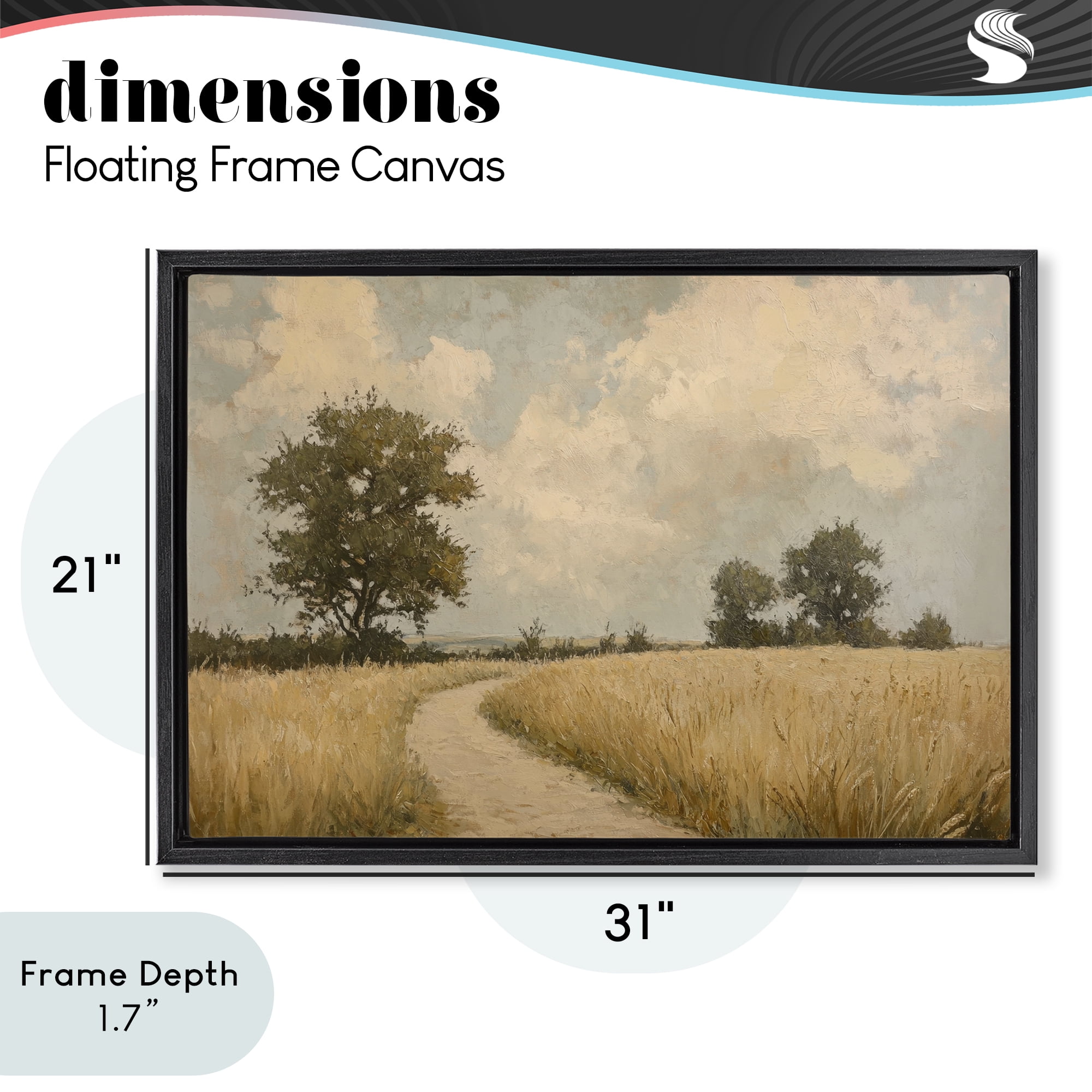 Stupell Industries Soft Field of Wheat Black Framed Floater Canvas Wall Art, design by Petal Prints Design