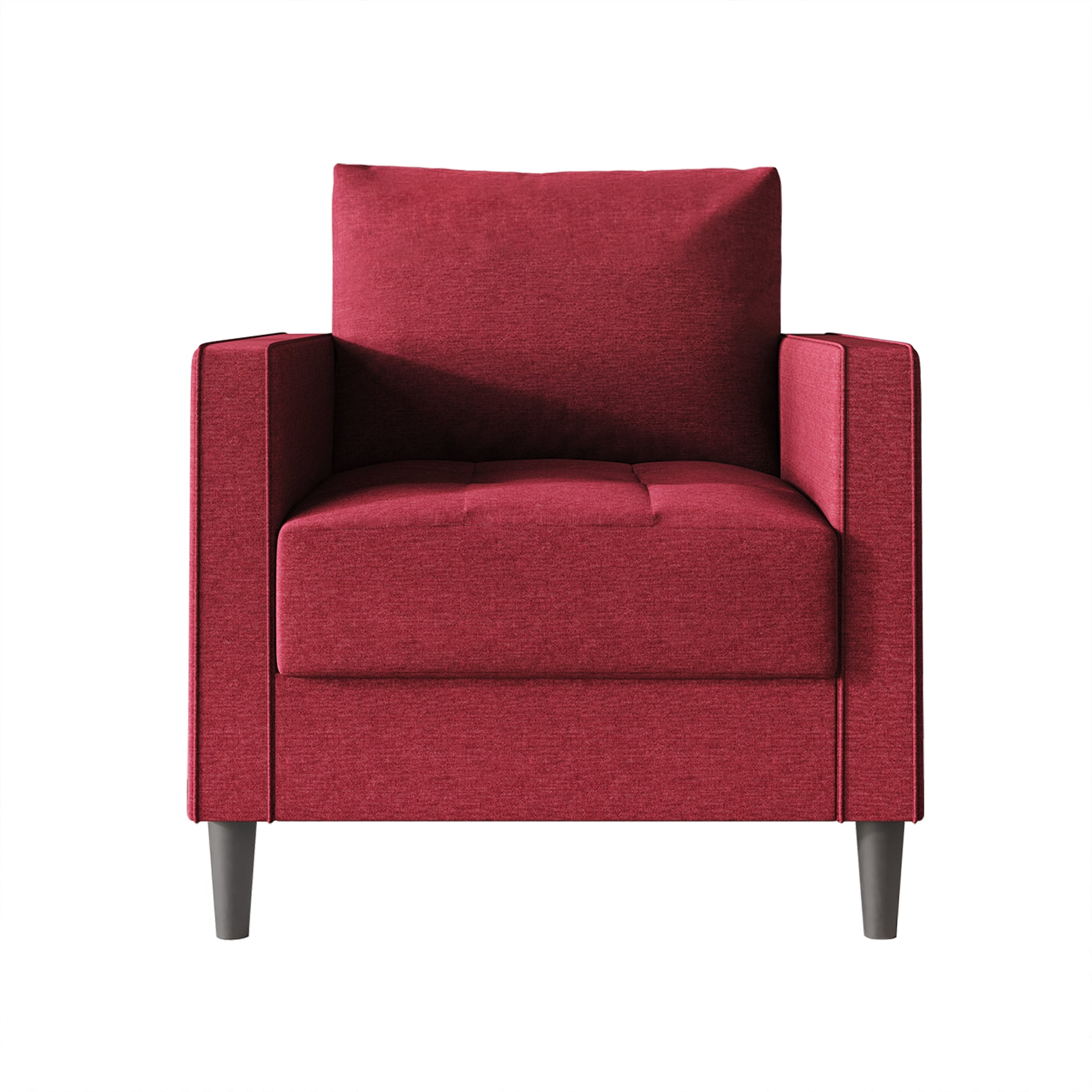 Castle Place Classic Linen Upholstered Armchair, Red