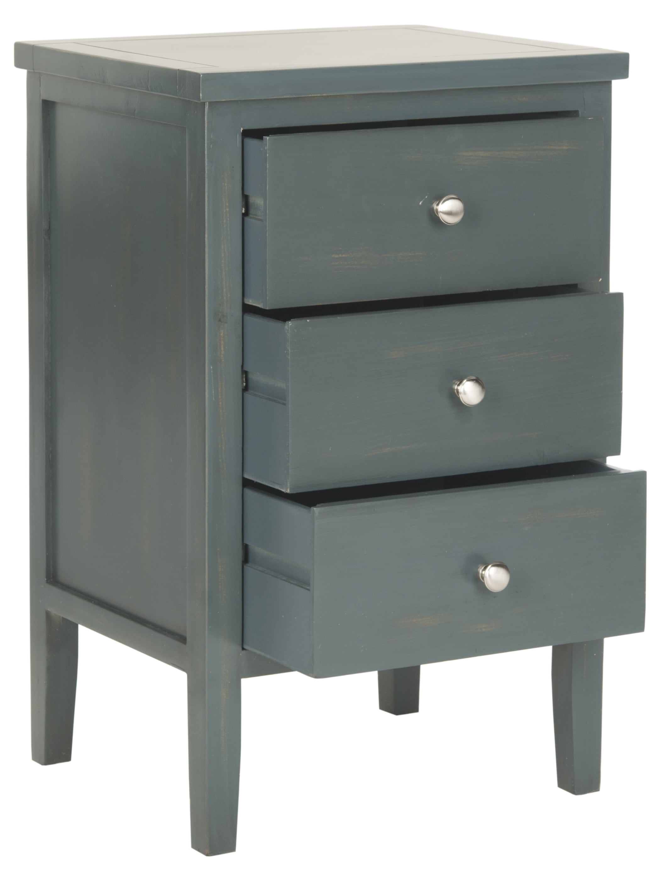 SAFAVIEH Deniz Classic End Table with 3 Storage Drawers, Steel Teal