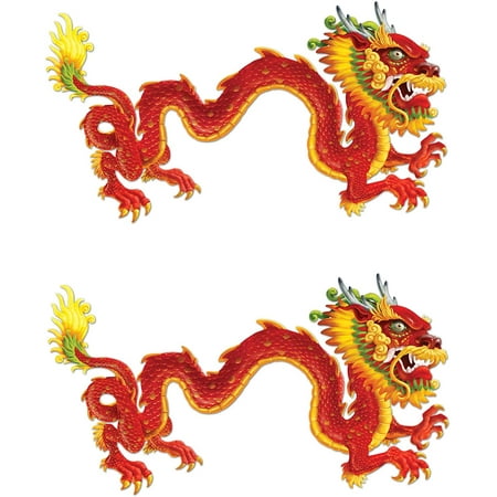 Jointed Dragon Cut Outs 2 Piece Chinese New Year Decorations Asian ...