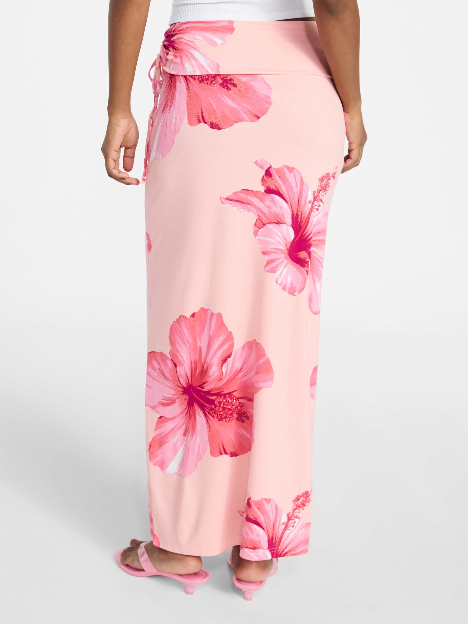 No Boundaries Knit Foldover Maxi Skirt with Side Tie, Women's & Women's Plus XXS-4X
