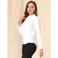 thumbnail image 4 of Blusa de Chifón Allegra K con Cuello Levantado y Volantes Manga Larga Blanco M, 4 of 6