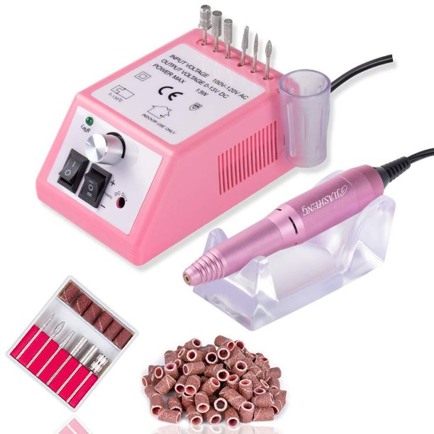 Electric Nail Drill Professional Nail File Drill Acrylic Nails Kit For Manicure Gel Nail Polish Remover With 1 Pack Of Sanding Bands Pink 000rpm Pink Walmart Com Walmart Com