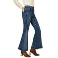 thumbnail image 4 of MODA NOVA Juniors Vintage Long Pants Classic High Waist Denim Bell Bottoms Jeans, 4 of 6