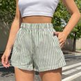 thumbnail image 2 of Tumotour Plus Size Summer Board Shorts for Women Striped Elastic Waist Shorts Casual High Waist Wide-Leg Pants with Pockets Summer Beach Shorts Athletic Workout Shorts, 2 of 8