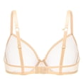 thumbnail image 6 of Wingslove Women's Sexy Sheer Bra Unlined Underwire Support See Through Everyday Bra with Silicone Nipple, Nude 36D, 6 of 6