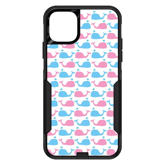 DistinctInk Custom SKIN / DECAL compatible with OtterBox Commuter for iPhone 11 Pro (5.8" Screen) - Blue Pink Cartoon Whales - Cartoon Whales