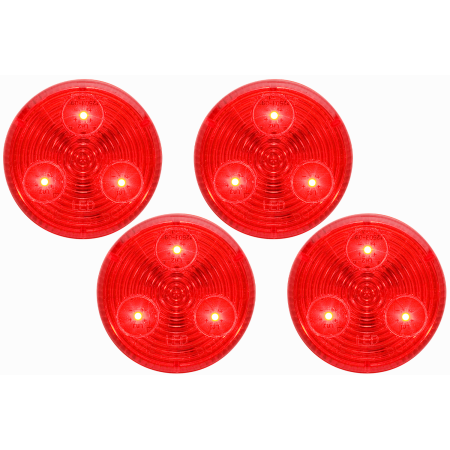 4 Pack Optronics 2  Round Red 3 Diode LED Marker Lights P2 Rated MCL55RB