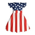 thumbnail image 5 of MKOSPLRT 4th of July Girl Dress 3-12 Years Fly Sleeve Crewneck A Line Dress USA Stars Striped Midi Dresses Cheap 4th of July Dresses Under $30, 5 of 6