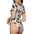thumbnail image 3 of Daiia Color Balls print Women's Crew Neck Short Sleeve Bodysuit Fashion Tops Fit Casual Basic Extender Bodysuit-Small, 3 of 9