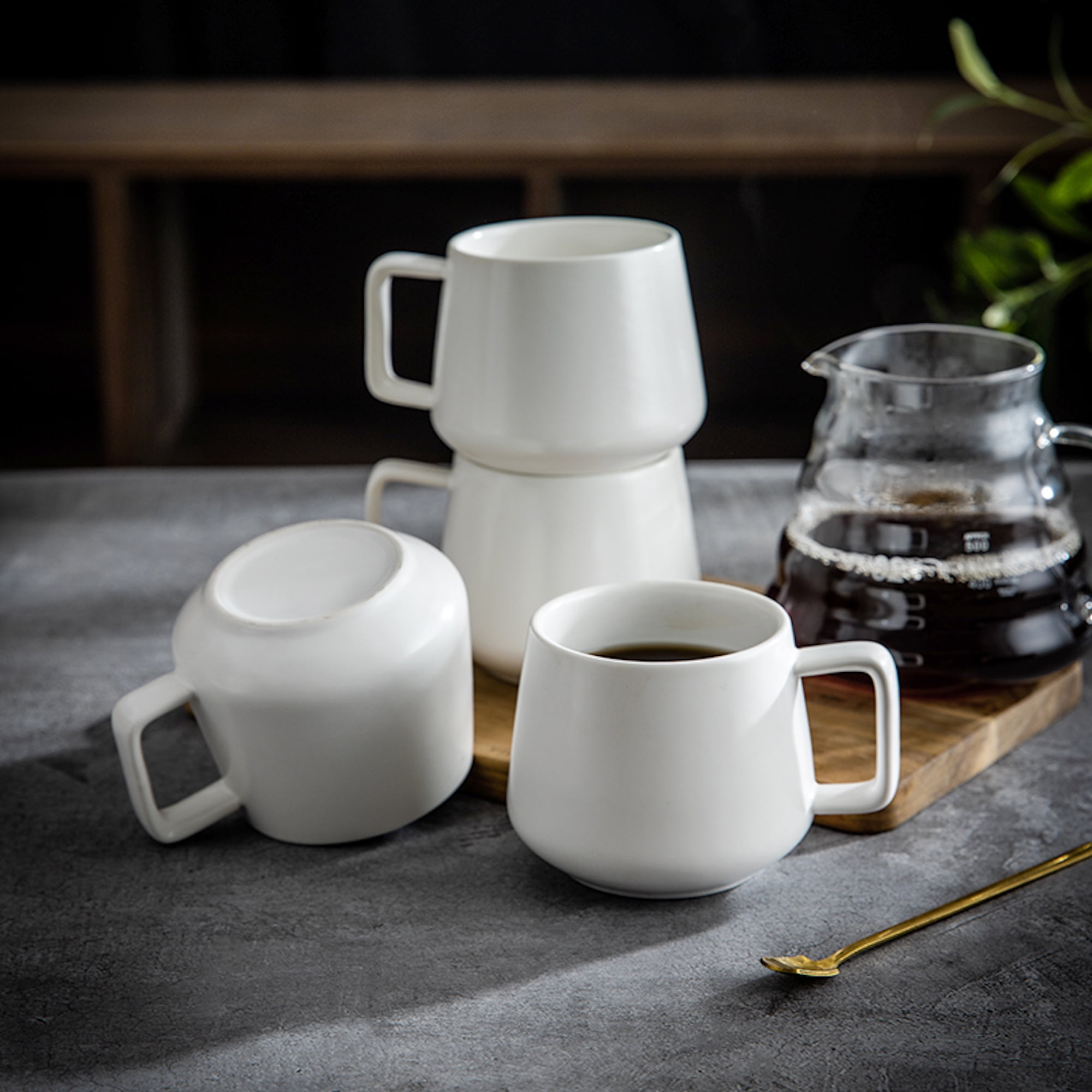 White mugs/cups coffee and tea 12 oz set of 4 Durable
