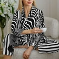 thumbnail image 6 of Fotbe Optical Zebra Illusion Pattern Long Sleeve Pajama Set for Women,Sleepwear Set,2-piece Loungewear Set,Soft PJs Comfy Nightwear with Pockets -Medium, 6 of 7