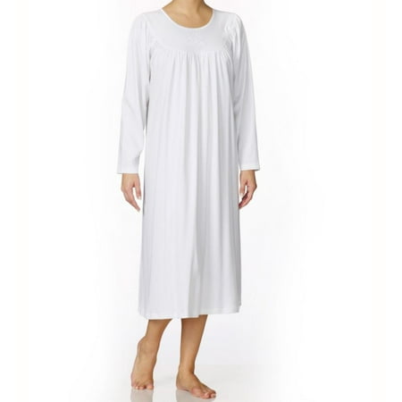 Women's Calida 33300 Soft Cotton Long Sleeve Nightgown (White XL ...