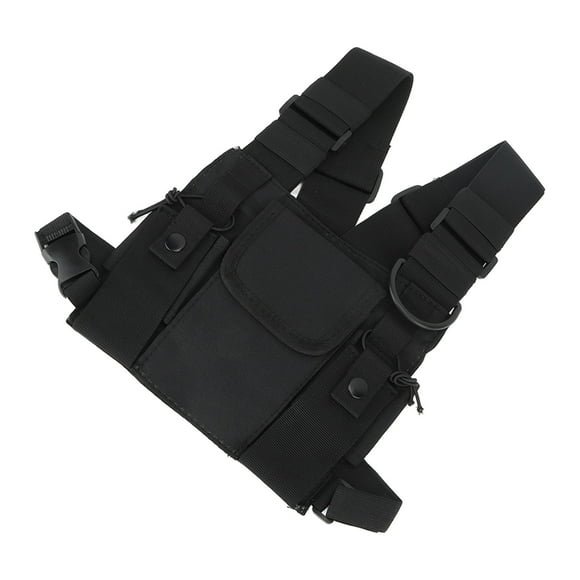 Front Chest Pack, Chest Backpack Tear Zipper Patch Pocket Oxford Cloth Black for Outdoor Activities