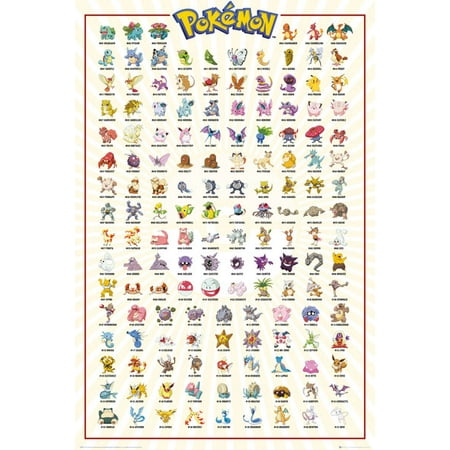 Pokemon - TV Show / Gaming Poster / Print (Kanto 151 - All 151 Pokemons) (Size: 24