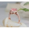 thumbnail image 3 of 3Ct Heart Cut Lab Created Pink Sapphire Engagement Halo Ring 14k Rose Gold Plated Silver, 3 of 4